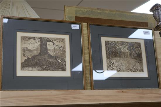 Robert Greenhalf (b.1950), coloured etching, Goodbye September, 62/75 and a set of four other etchings,